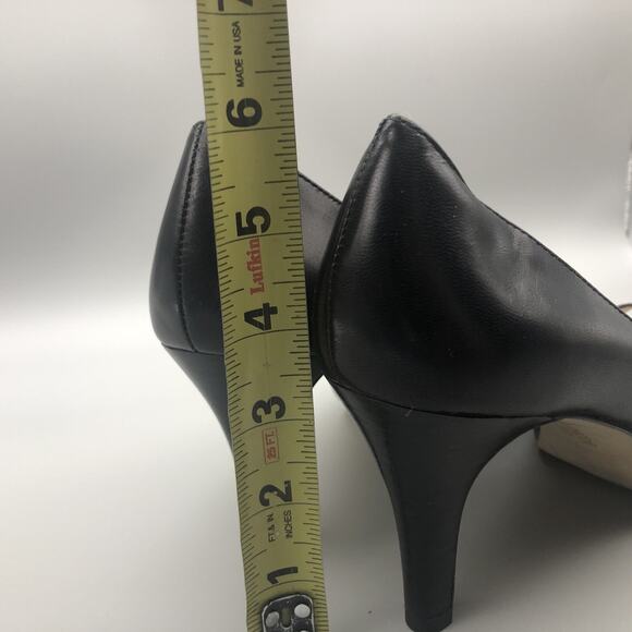 Franco Sarto Yelena Pumps Black Leather Peep Toe Heels Womens Size 10M - Picture 11 of 12